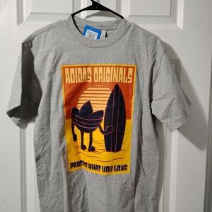 Adidas Originals Gray Tee with Surf Graphic